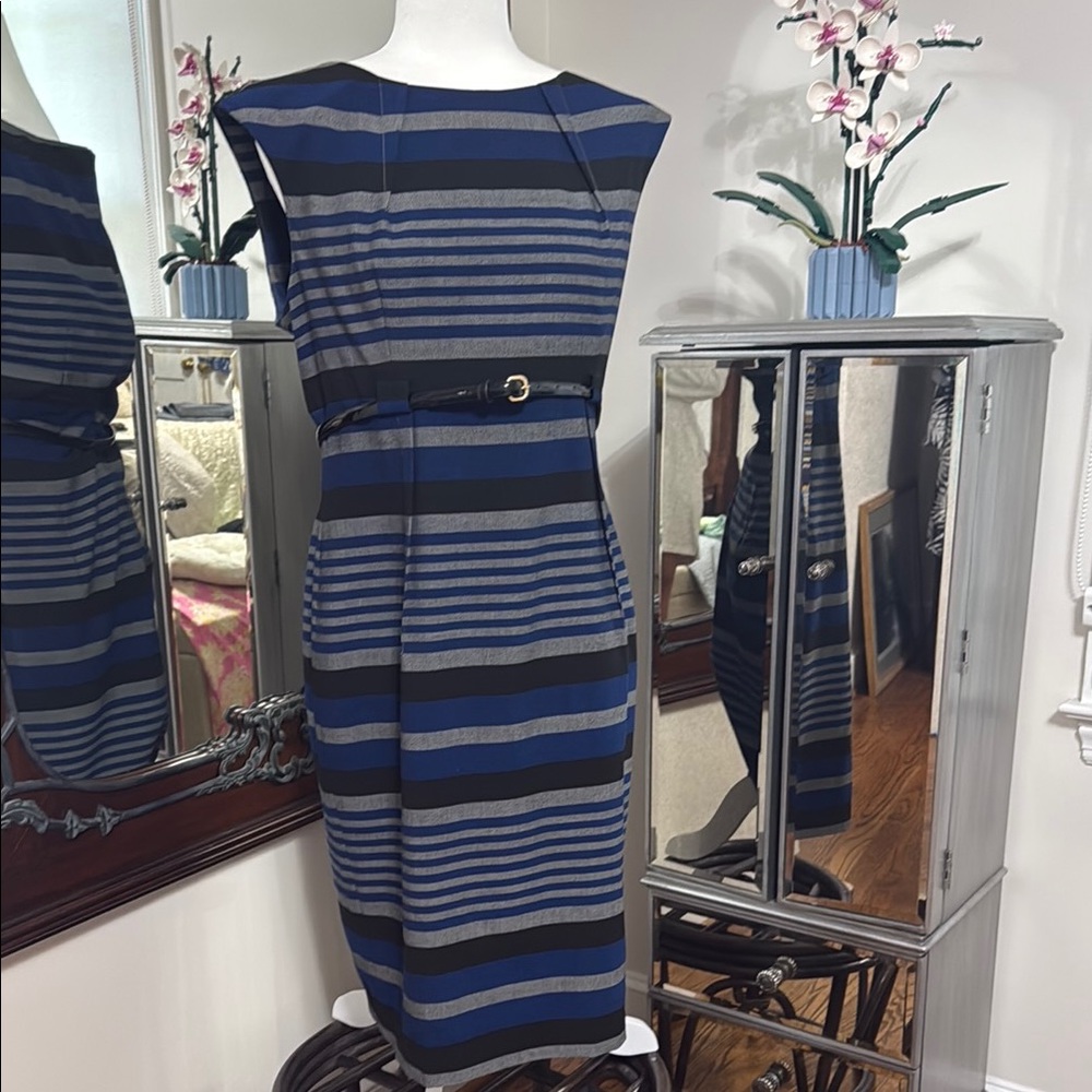 Calvin Klein Blue Embellished Sheath Dress